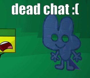 A Cartoon Character Is Standing In Front Of A Green Background That Says " Dead Chat " GIF