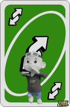 A Cartoon Character Is Standing In Front Of A Green Uno Card . GIF
