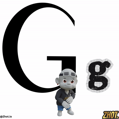 A Cartoon Character Is Standing In Front Of A Large Letter G GIF