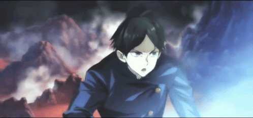 A Cartoon Character Is Standing In Front Of A Mountain Range GIF