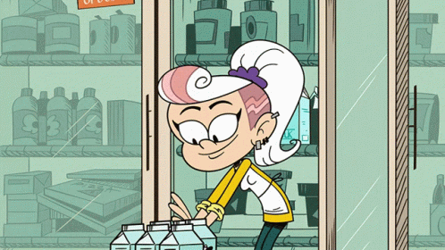 A Cartoon Character Is Standing In Front Of A Refrigerator With A Sign That Says ' Ice Cream ' On It GIF