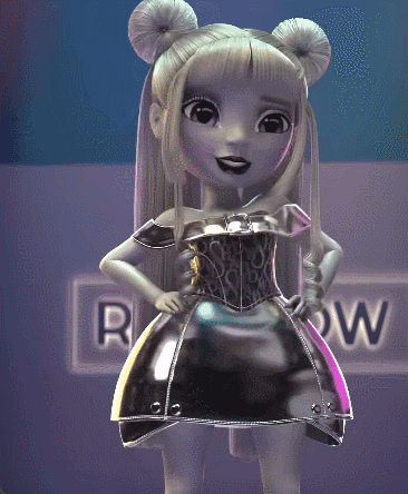 A Cartoon Character Is Standing In Front Of A Row Sign GIF