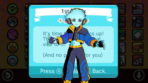 A Cartoon Character Is Standing In Front Of A Sign That Says " 1St " GIF