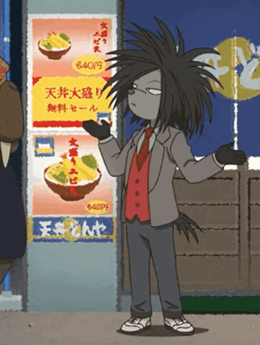 A Cartoon Character Is Standing In Front Of A Sign That Says 640P On It GIF