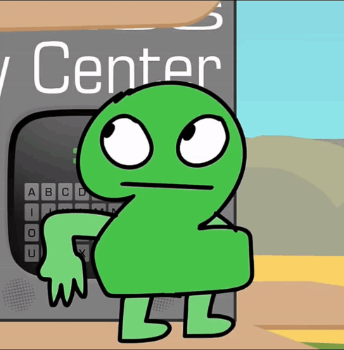A Cartoon Character Is Standing In Front Of A Sign That Says ' Center ' GIF