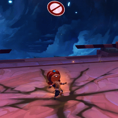 A Cartoon Character Is Standing In Front Of A Sign That Says No Entry GIF