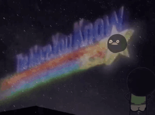 A Cartoon Character Is Standing In Front Of A Sign That Says " Re You Know " GIF