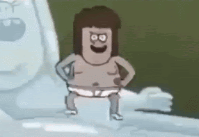A Cartoon Character Is Standing In Front Of A Toilet With His Hands On His Hips And Smiling . GIF
