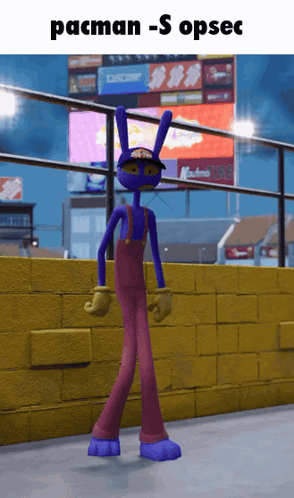 a cartoon character is standing in front of a yellow brick wall with the words pacman -s opsec on the bottom