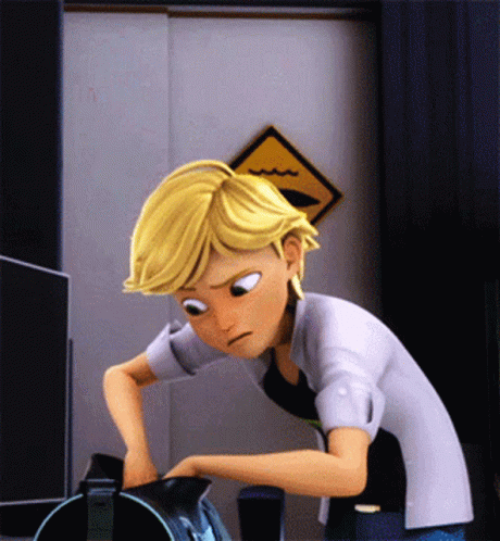 A Cartoon Character Is Standing In Front Of A Yellow Sign That Says ' Shark ' On It GIF