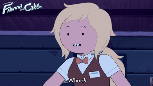 Cartoon Character In Front Of Finna And Cake GIF