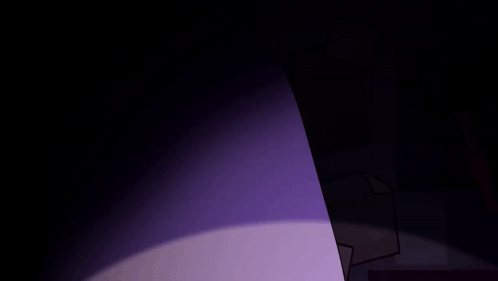 A Cartoon Character Is Standing In The Dark With A Purple Light Shining On Him GIF