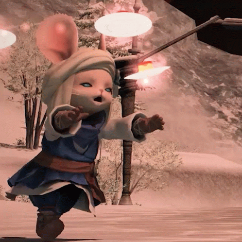 A Cartoon Character Is Standing In The Snow Holding A Light GIF