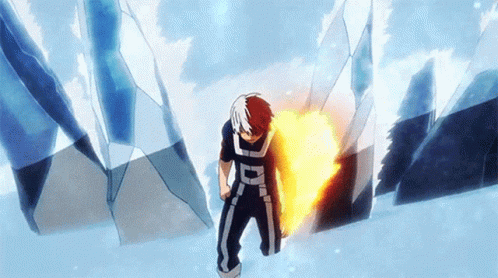 A Cartoon Character Is Standing In The Snow With A Fire Coming Out Of His Chest . GIF