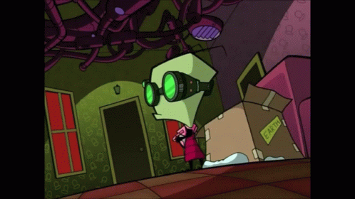 A Cartoon Character Is Standing Next To A Cardboard Box That Says Part GIF
