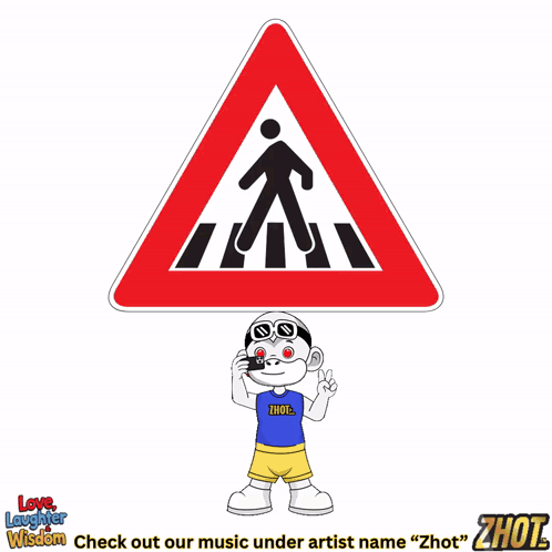 A Cartoon Character Is Standing Next To A Crosswalk Sign GIF