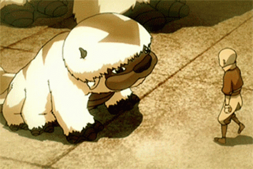 A Cartoon Character Is Standing Next To A Huge Animal GIF