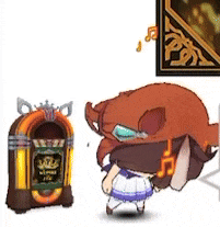 A Cartoon Character Is Standing Next To A Jukebox With A Crown On It GIF