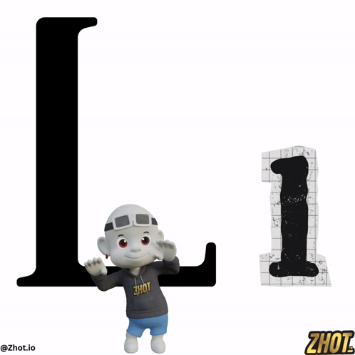 A Cartoon Character Is Standing Next To A Letter L GIF