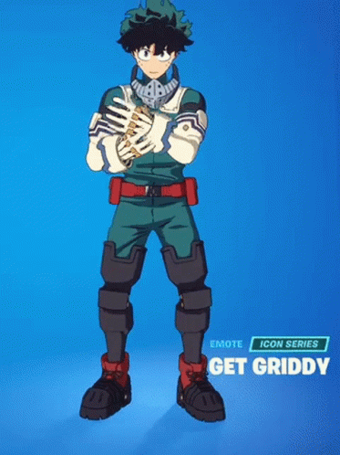 A Cartoon Character Is Standing On A Blue Background With The Words Get Griddy Below Him . GIF