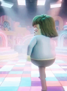 A Cartoon Character Is Standing On A Checkered Floor In A Room GIF