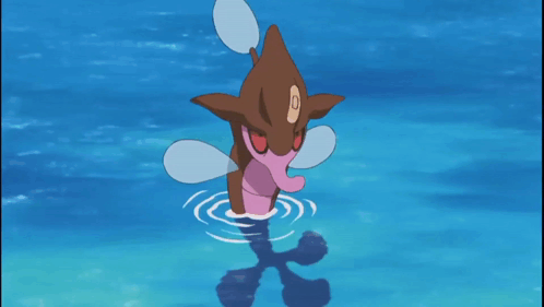 A Cartoon Character Is Standing On A Pile Of Dirt In The Ocean . GIF