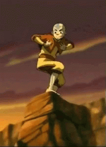 A Cartoon Character Is Standing On A Rock GIF