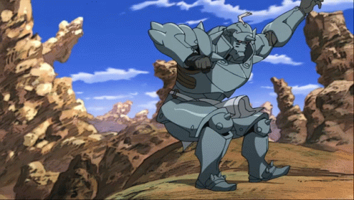 A Cartoon Character Is Standing On A Rocky Hill GIF