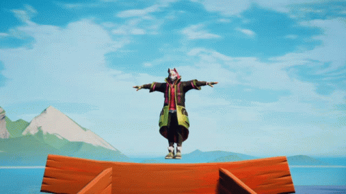 A Cartoon Character Is Standing On A Wooden Boat In The Water GIF