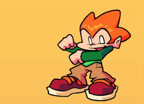A Cartoon Character Is Standing On A Yellow Background And Making A Fist . GIF