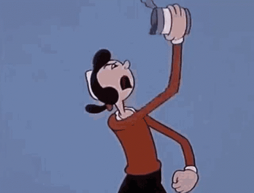 A Cartoon Character Is Stretching Her Arms And Making A Fist With Her Hands . GIF