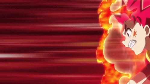 A Cartoon Character Is Surrounded By Flames And A Red Background GIF