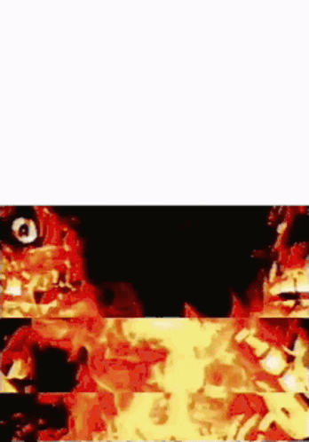 a cartoon character is surrounded by flames and has a white background .