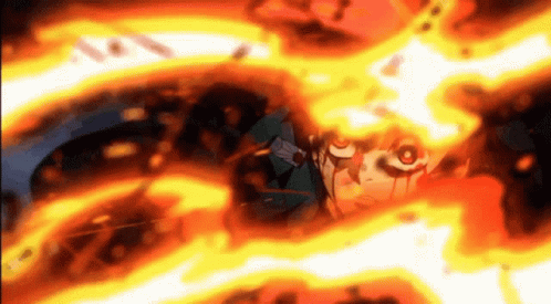 A Cartoon Character Is Surrounded By Flames And Is Being Burned . GIF