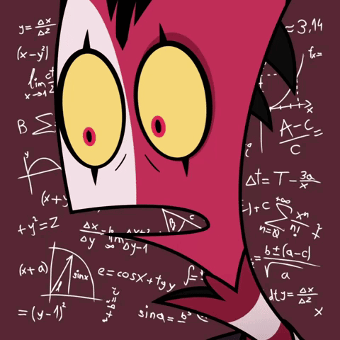 a cartoon character is surrounded by math equations including one that says 3.14
