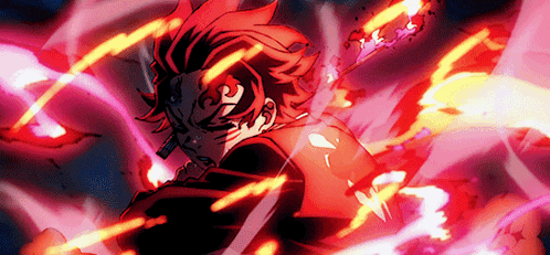A Cartoon Character Is Surrounded By Red Flames And Smoke GIF
