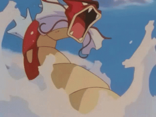 A Cartoon Character Is Swimming In The Water With Its Mouth Open GIF