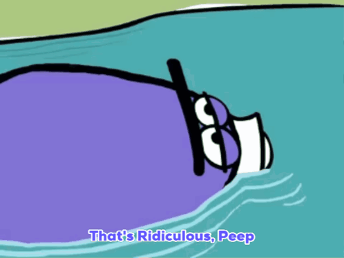 A Cartoon Character Is Swimming In The Water With The Words " And I 'M Completely Immature " Below Him GIF