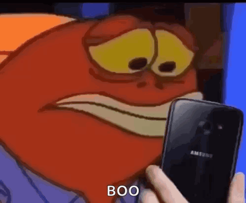 A Cartoon Character Is Taking A Picture Of Himself With A Samsung Phone . GIF