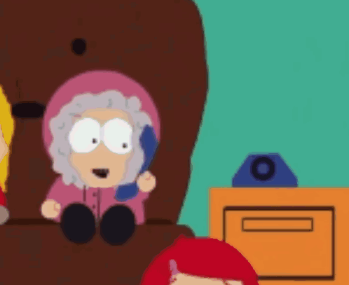 A Cartoon Character Is Talking On A Phone GIF