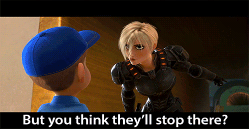 A Cartoon Character Is Talking To Another Cartoon Character With The Words But You Think They 'Ll Stop There GIF