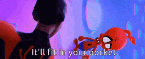 A Cartoon Character Is Talking To Another Cartoon Character With The Words `` It 'Ll Fit In Your Pocket '' GIF
