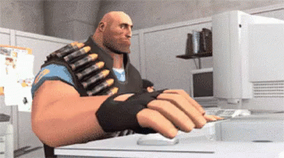 A Cartoon Character Is Typing On A Keyboard In Front Of A Computer . GIF