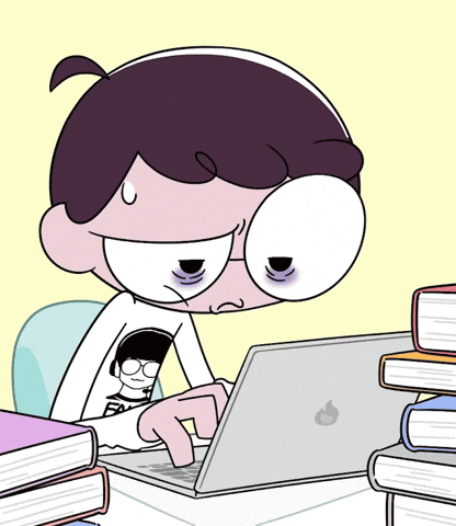 A Cartoon Character Is Typing On A Laptop Computer GIF
