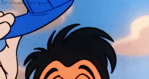 A Cartoon Character Is Wearing A Blue Hat And The Name Sir Maximian Goor Is On The Bottom Left GIF