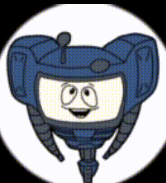 A Cartoon Character Is Wearing A Blue Helmet With A Face On It GIF