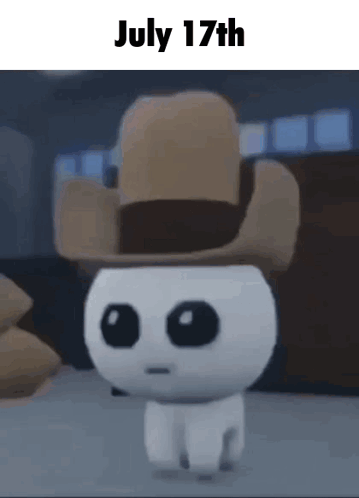 A Cartoon Character Is Wearing A Cowboy Hat And Says July 17Th GIF