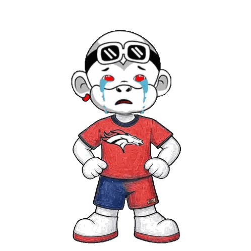 a cartoon character is wearing a denver broncos shirt and shorts