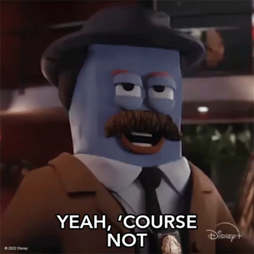 A Cartoon Character Is Wearing A Hat And Tie And Says Yeah , Course Not . GIF