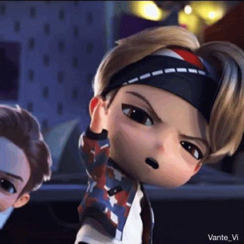 A Cartoon Character Is Wearing A Headband And Making A Funny Face GIF